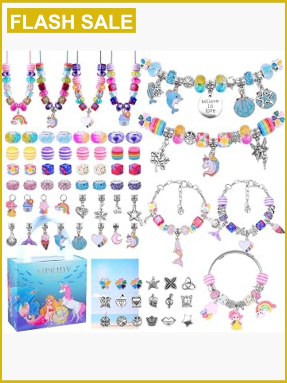 Unicorn Mermaid Charm Bracelet Making Kit for Girls 5-12